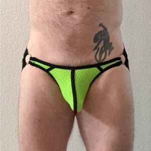 Breedwell Mesh Jockstrap, Neon Green and Black, L